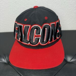 Mitchell & Ness Atlanta Falcons Big Spellout Black Red Snapback Hat Cap NFL